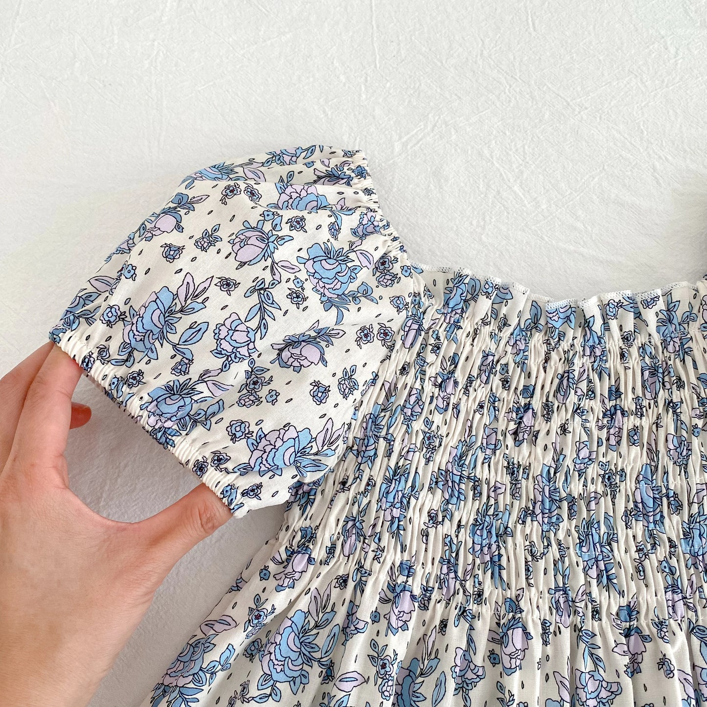Toddler Baby Girls Floral Princess Dress Little Girl Cotton Short Sleeve Blue Flowers Party Dress Summer Casual Dresses Kids Clothes