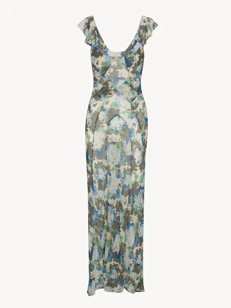 Luxury Real Silk Dress – French Retro Vacation Look