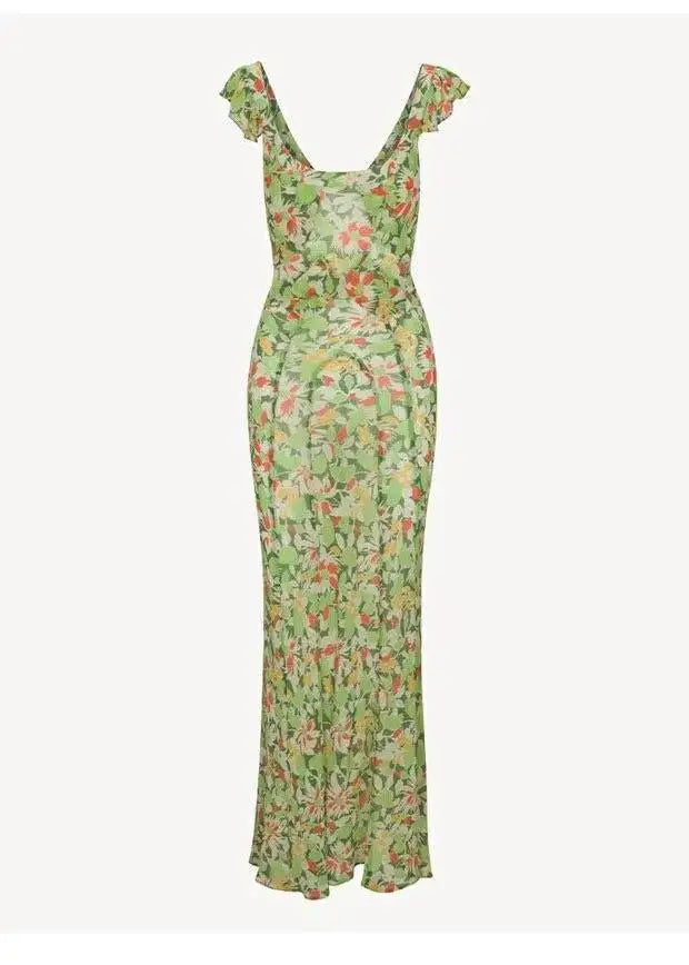 Luxury Real Silk Dress – French Retro Vacation Look