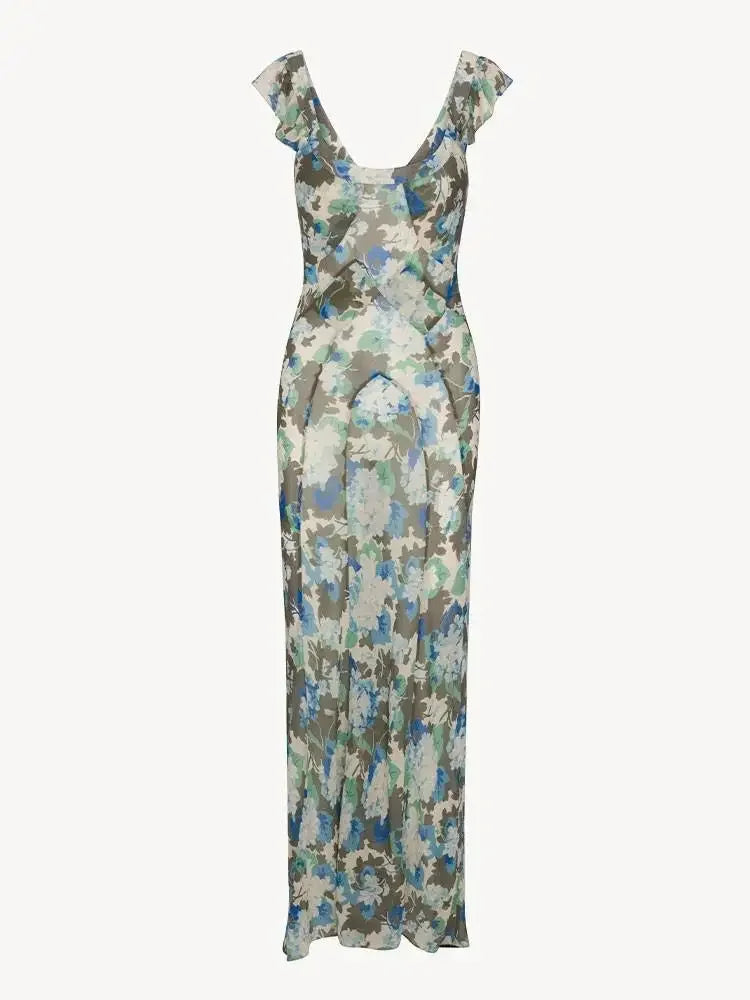 Luxury Real Silk Dress – French Retro Vacation Look