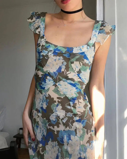 Luxury Real Silk Dress – French Retro Vacation Look