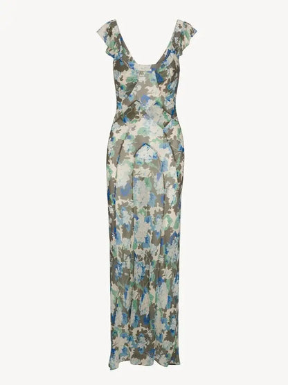 Luxury Real Silk Dress – French Retro Vacation Look