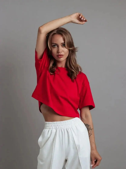 100% Cotton Short T Shirt Women 2024 New Y2k Summer Basic Vintage Tees Casual Loose Chic O Neck Female Crop Tops