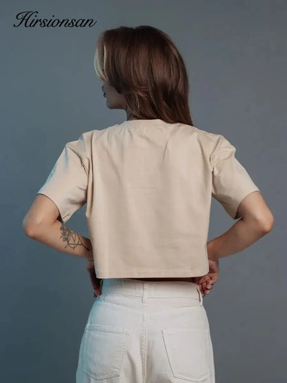 100% Cotton Short T Shirt Women 2024 New Y2k Summer Basic Vintage Tees Casual Loose Chic O Neck Female Crop Tops