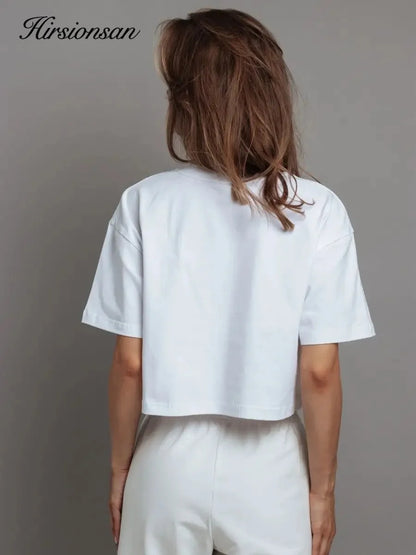 100% Cotton Short T Shirt Women 2024 New Y2k Summer Basic Vintage Tees Casual Loose Chic O Neck Female Crop Tops