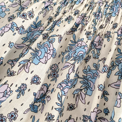 Toddler Baby Girls Floral Princess Dress Little Girl Cotton Short Sleeve Blue Flowers Party Dress Summer Casual Dresses Kids Clothes