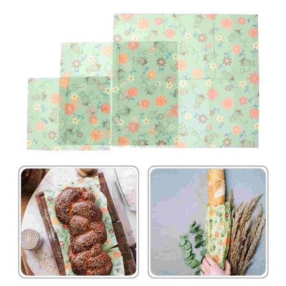 3 Pcs Bread Fresh Preservation Cloth Child Sandwich Food Grade Beeswax Reusable Covers Wraps