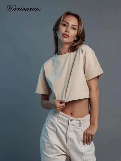100% Cotton Short T Shirt Women 2024 New Y2k Summer Basic Vintage Tees Casual Loose Chic O Neck Female Crop Tops