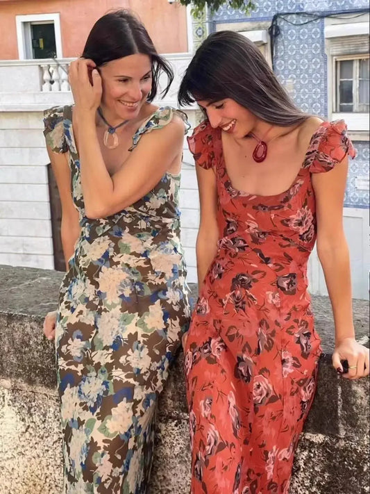 Luxury Real Silk Dress – French Retro Vacation Look