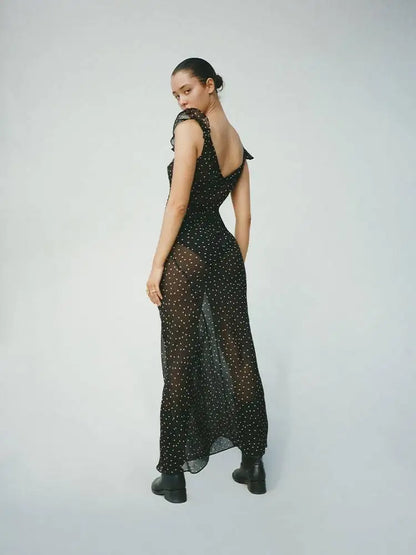 Luxury Real Silk Dress – French Retro Vacation Look
