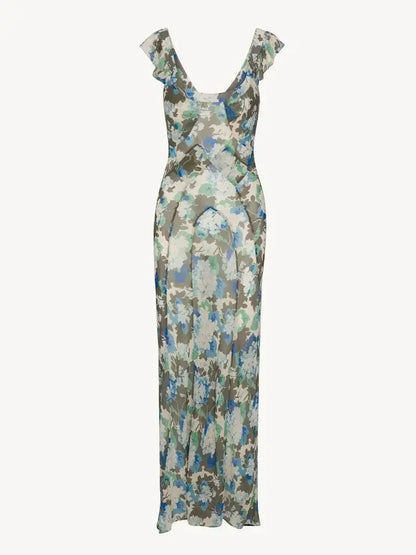 Luxury Real Silk Dress – French Retro Vacation Look