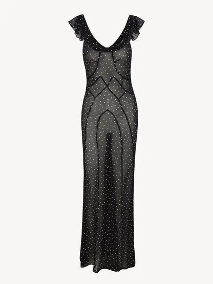 Luxury Real Silk Dress – French Retro Vacation Look