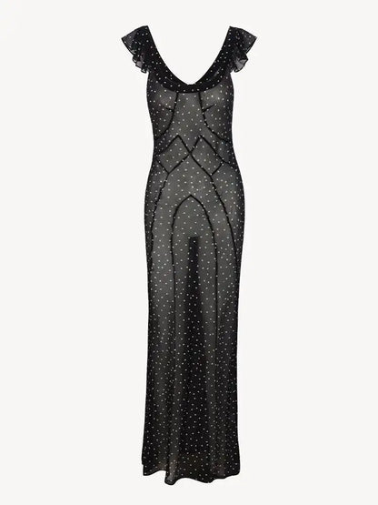 Luxury Real Silk Dress – French Retro Vacation Look