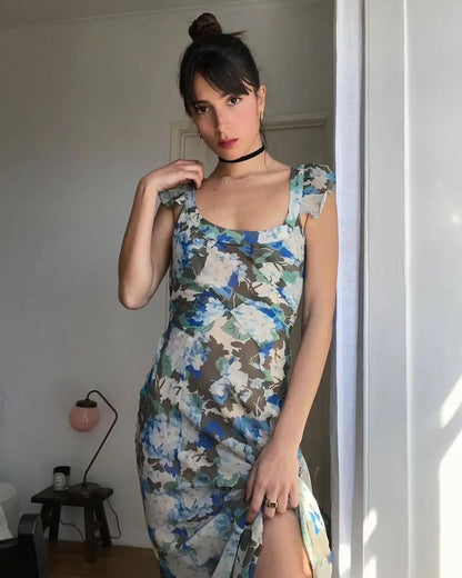 Luxury Real Silk Dress – French Retro Vacation Look